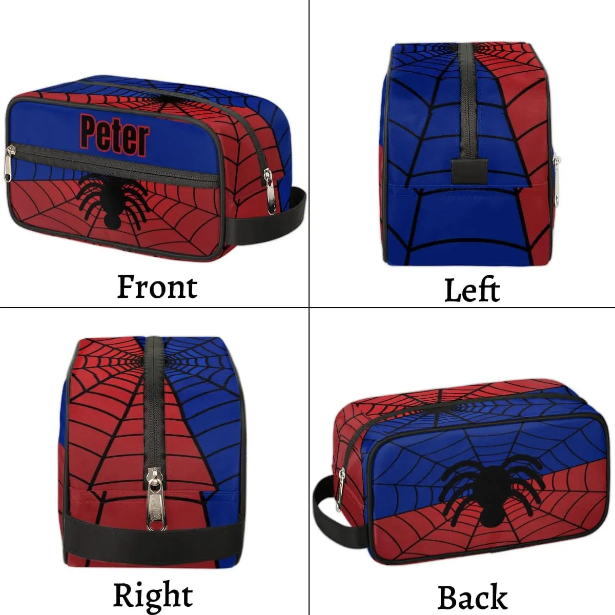 Custom Blue Spider Web Makeup Bag Travel Toiletry Bag for Women, Kids Toiletry Bag Cosmetic Waterproof Small Easy-carry Spider