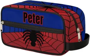 Custom Blue Spider Web Makeup Bag Travel Toiletry Bag for Women, Kids Toiletry Bag Cosmetic Waterproof Small Easy-carry Spider