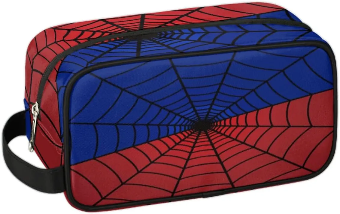Custom Blue Spider Web Makeup Bag Travel Toiletry Bag for Women, Kids Toiletry Bag Cosmetic Waterproof Small Easy-carry