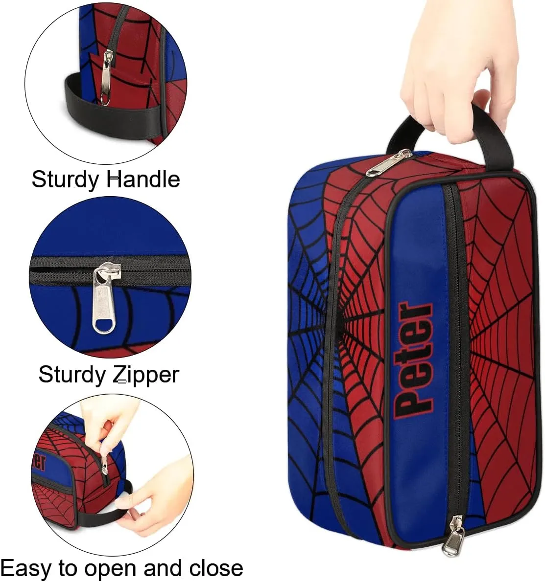 Custom Blue Spider Web Makeup Bag Travel Toiletry Bag for Women, Kids Toiletry Bag Cosmetic Waterproof Small Easy-carry