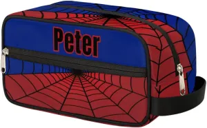 Custom Blue Spider Web Makeup Bag Travel Toiletry Bag for Women, Kids Toiletry Bag Cosmetic Waterproof Small Easy-carry