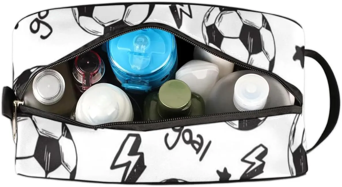 Custom Football Makeup Bag Travel Toiletry Bag for Women, Kids Toiletry Bag Cosmetic Waterproof Small Easy-carry