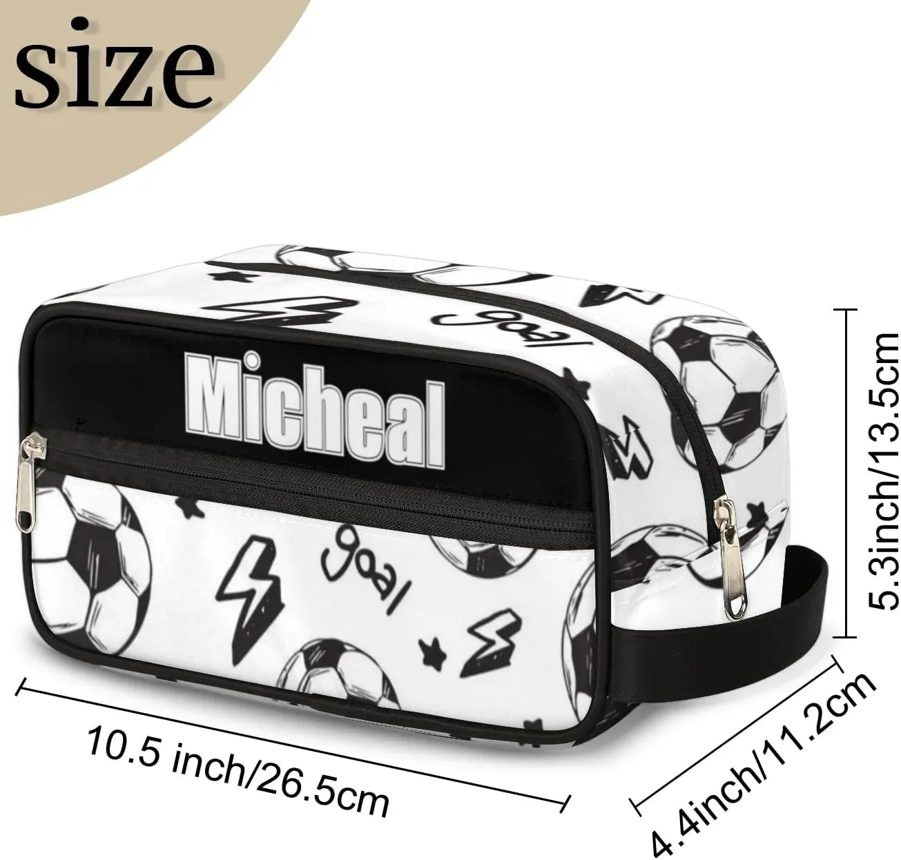 Custom Football Makeup Bag Travel Toiletry Bag for Women, Kids Toiletry Bag Cosmetic Waterproof Small Easy-carry