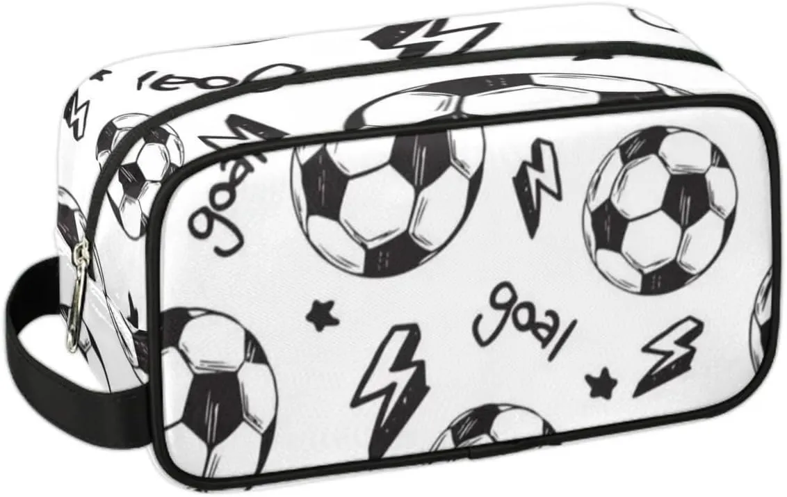 Custom Football Makeup Bag Travel Toiletry Bag for Women, Kids Toiletry Bag Cosmetic Waterproof Small Easy-carry