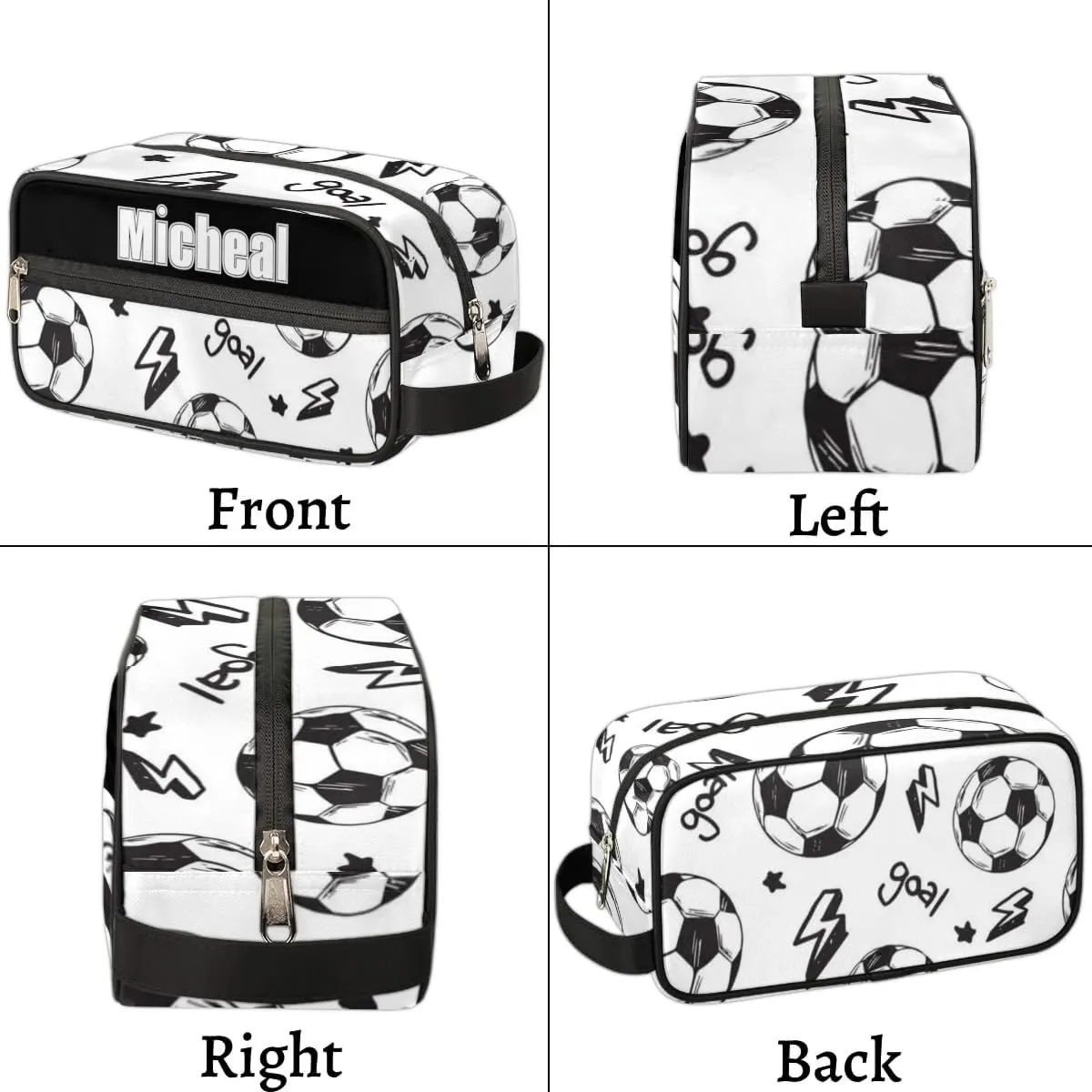 Custom Football Makeup Bag Travel Toiletry Bag for Women, Kids Toiletry Bag Cosmetic Waterproof Small Easy-carry