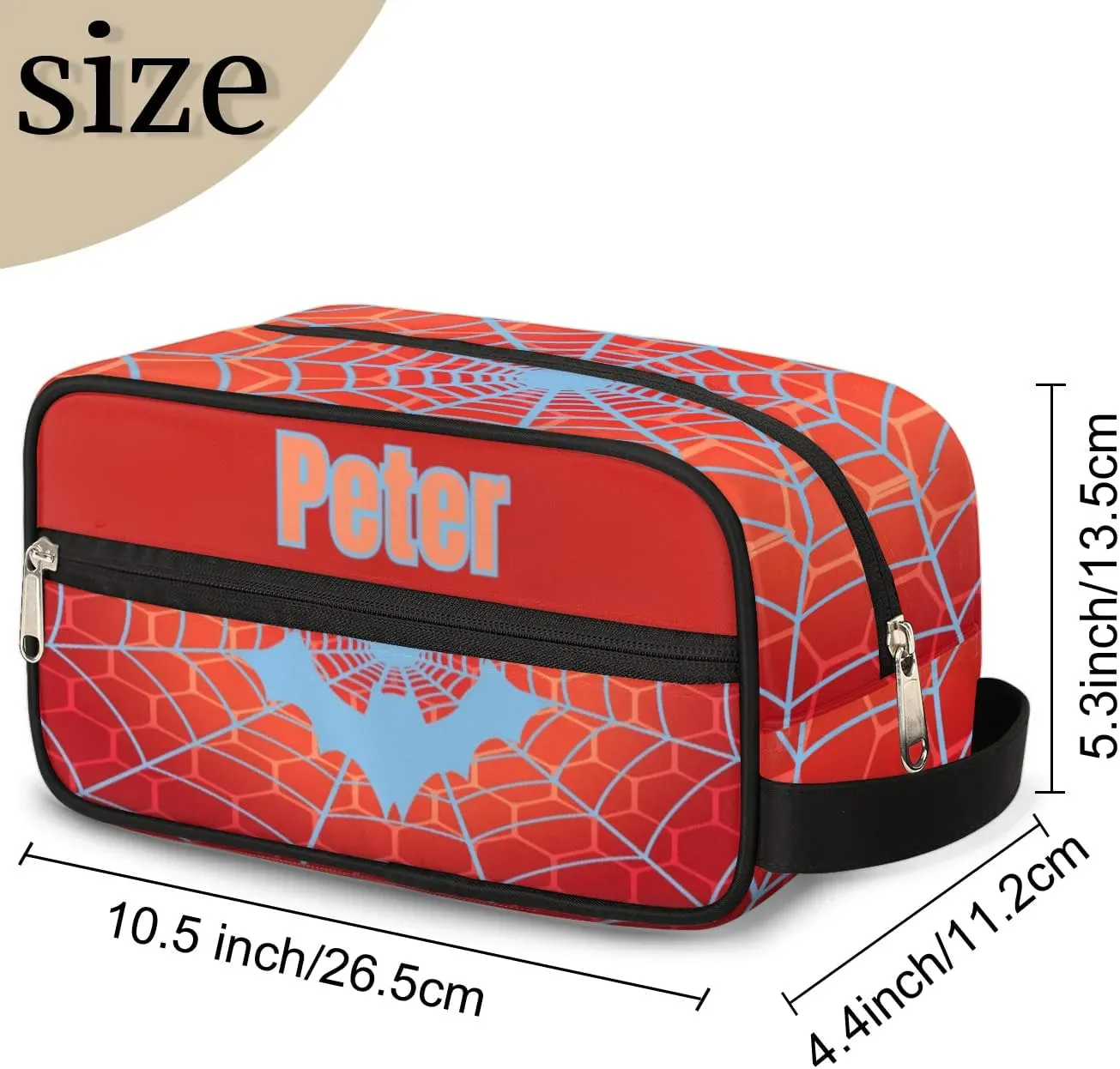 Custom Orange Spider Web Makeup Bag Travel Toiletry Bag for Women, Kids Toiletry Bag Cosmetic Waterproof Small Easy-carry Bat