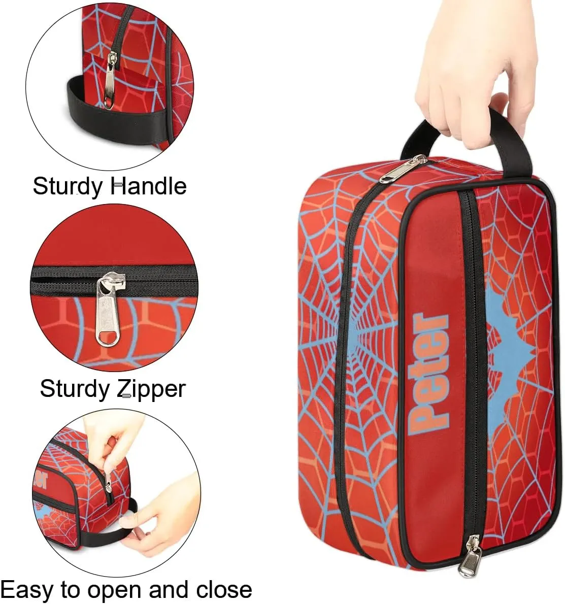 Custom Orange Spider Web Makeup Bag Travel Toiletry Bag for Women, Kids Toiletry Bag Cosmetic Waterproof Small Easy-carry Bat