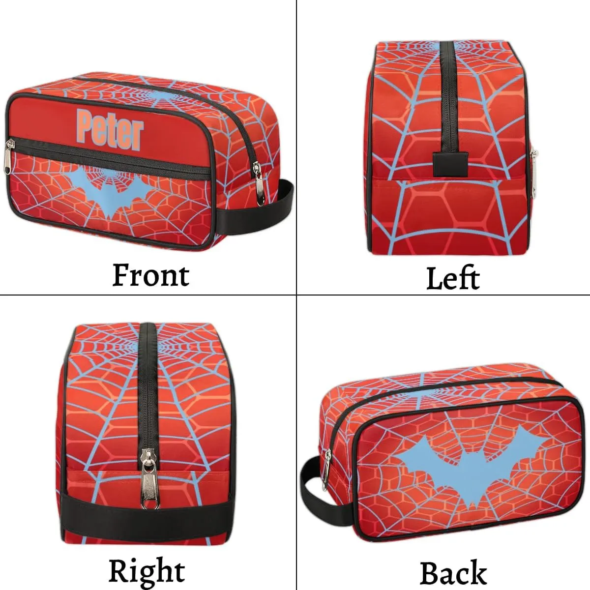 Custom Orange Spider Web Makeup Bag Travel Toiletry Bag for Women, Kids Toiletry Bag Cosmetic Waterproof Small Easy-carry Bat