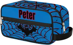 Custom Red Blue Spider Web Makeup Bag Travel Toiletry Bag for Women, Kids Toiletry Bag Cosmetic Waterproof Small Easy-carry Bat