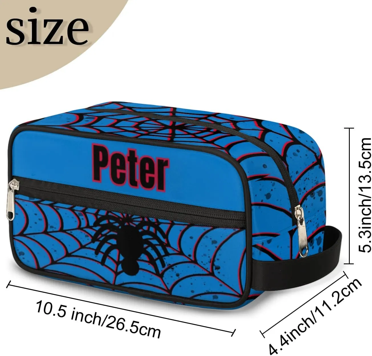 Custom Red Blue Spider Web Makeup Bag Travel Toiletry Bag for Women, Kids Toiletry Bag Cosmetic Waterproof Small Easy-carry Spider