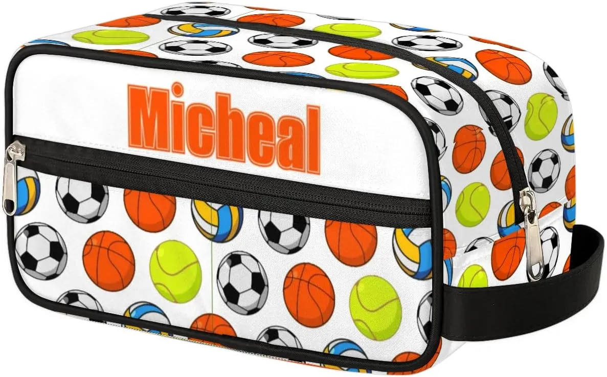 Custom Sport Balls(3) Makeup Bag Travel Toiletry Bag for Women, Kids Toiletry Bag Cosmetic Waterproof Small Easy-carry
