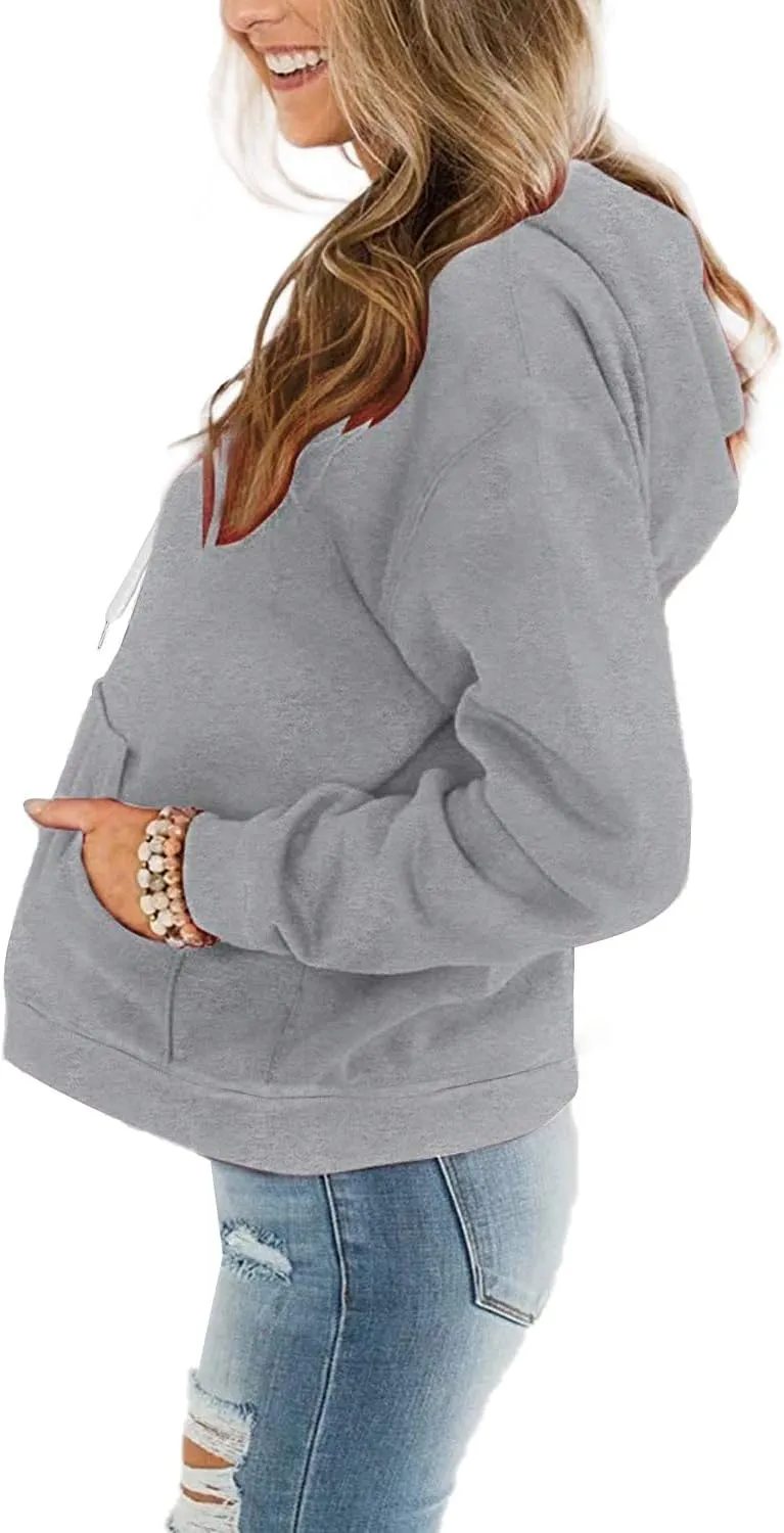Davenil Womens Hoodies Comfy Fleece Long Sleeve Hooded Sweatshirt Pullover for Women Casual Tops with Pocket