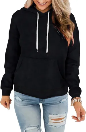 Davenil Womens Hoodies Comfy Fleece Long Sleeve Hooded Sweatshirt Pullover for Women Casual Tops with Pocket
