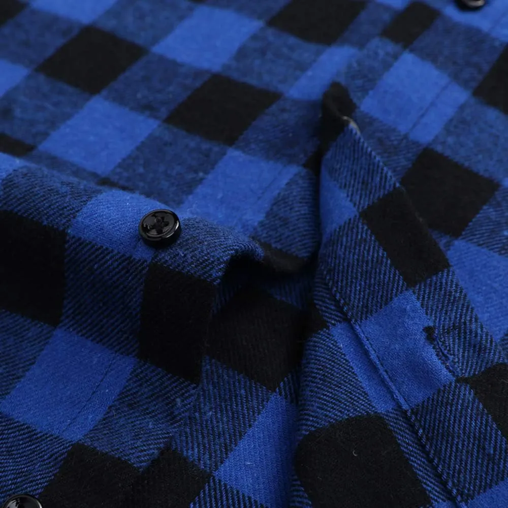 DOKKIA Men's Casual Dress Long Sleeve Buffalo Plaid Checkered Fitted Flannel Shirt