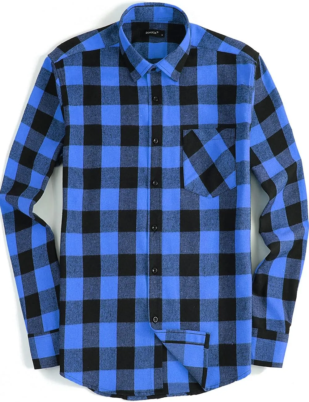 DOKKIA Men's Casual Dress Long Sleeve Buffalo Plaid Checkered Fitted Flannel Shirt