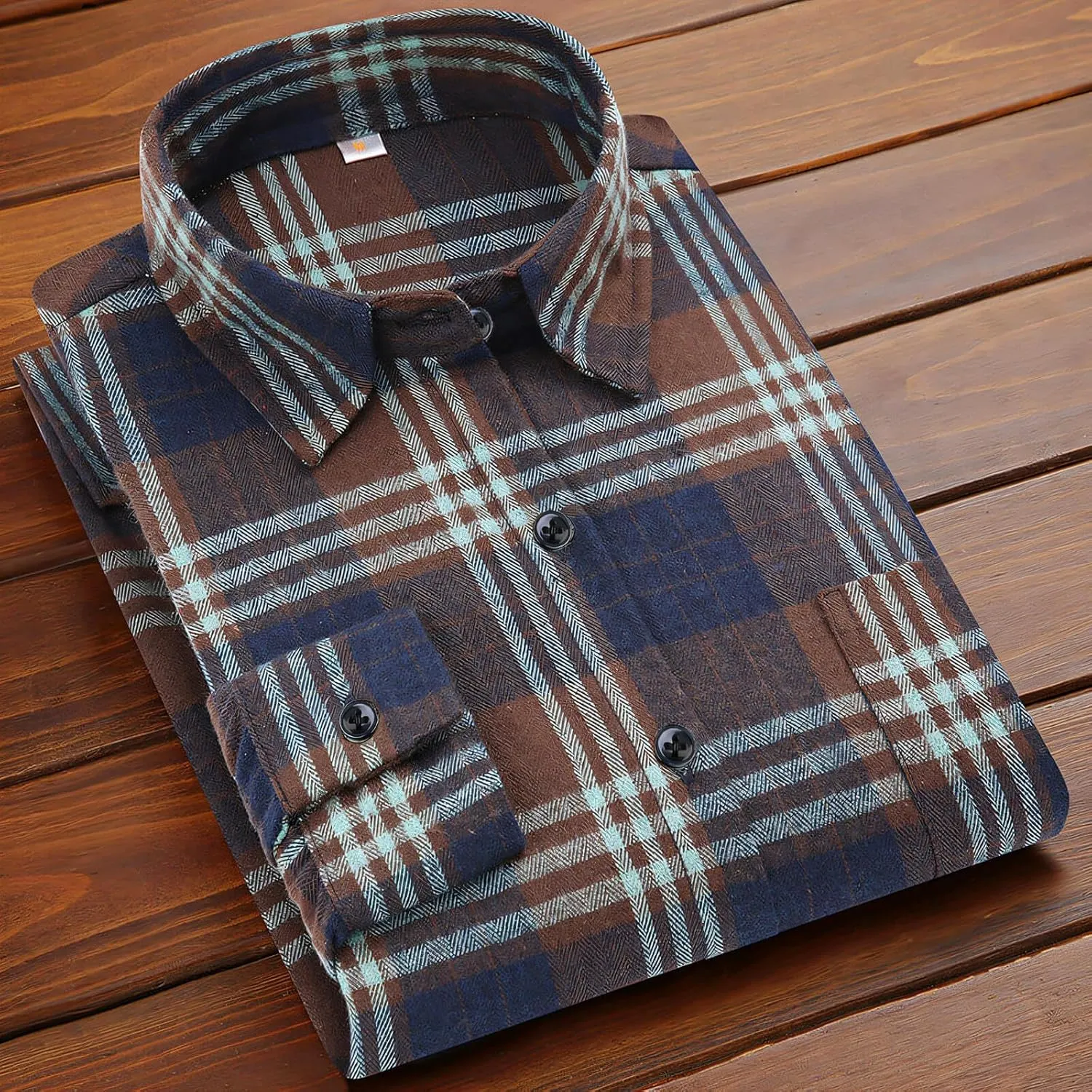 DOKKIA Men's Casual Dress Long Sleeve Buffalo Plaid Checkered Fitted Flannel Shirt