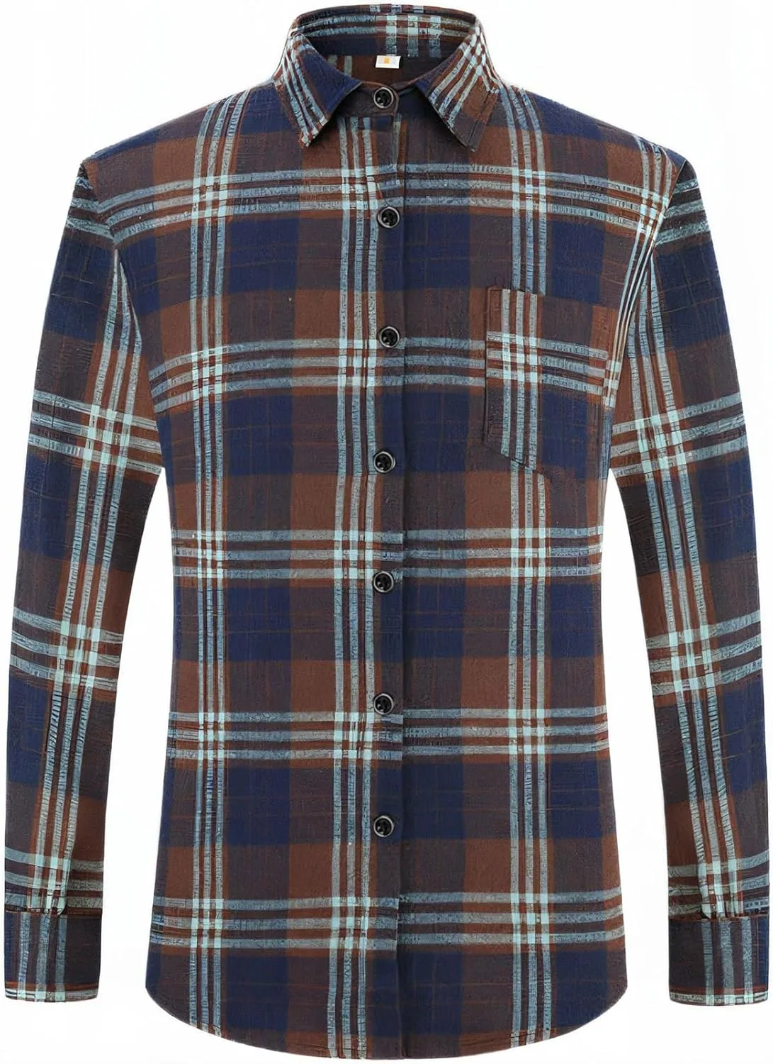 DOKKIA Men's Casual Dress Long Sleeve Buffalo Plaid Checkered Fitted Flannel Shirt