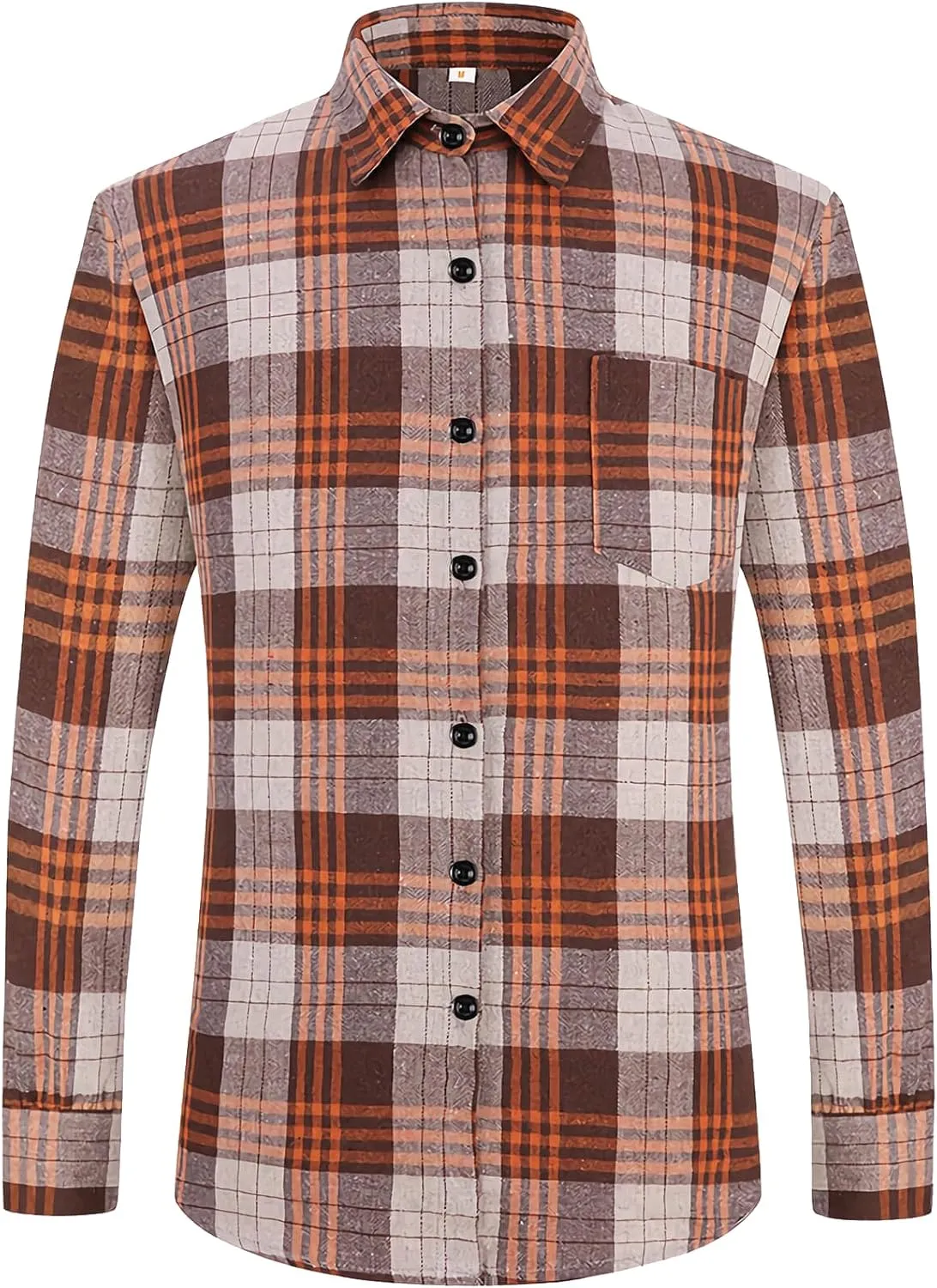 DOKKIA Men's Casual Dress Long Sleeve Buffalo Plaid Checkered Fitted Flannel Shirt