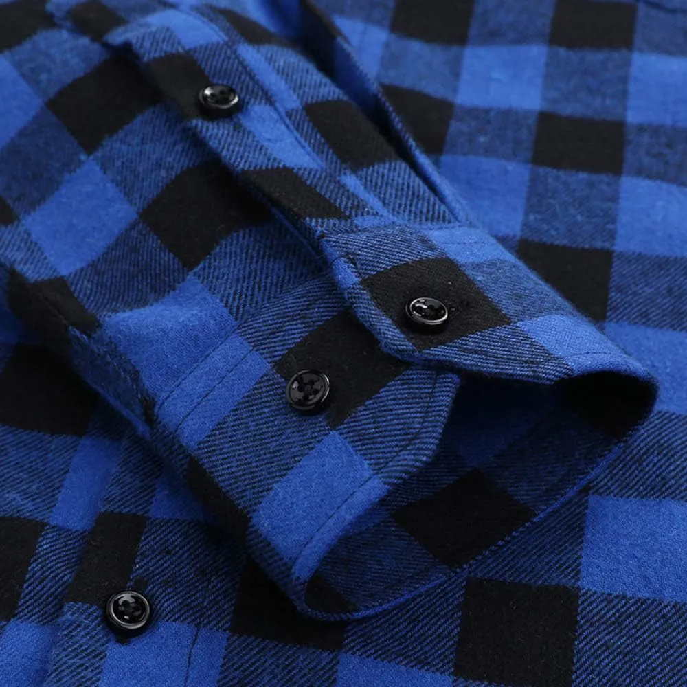 DOKKIA Men's Casual Dress Long Sleeve Buffalo Plaid Checkered Fitted Flannel Shirt