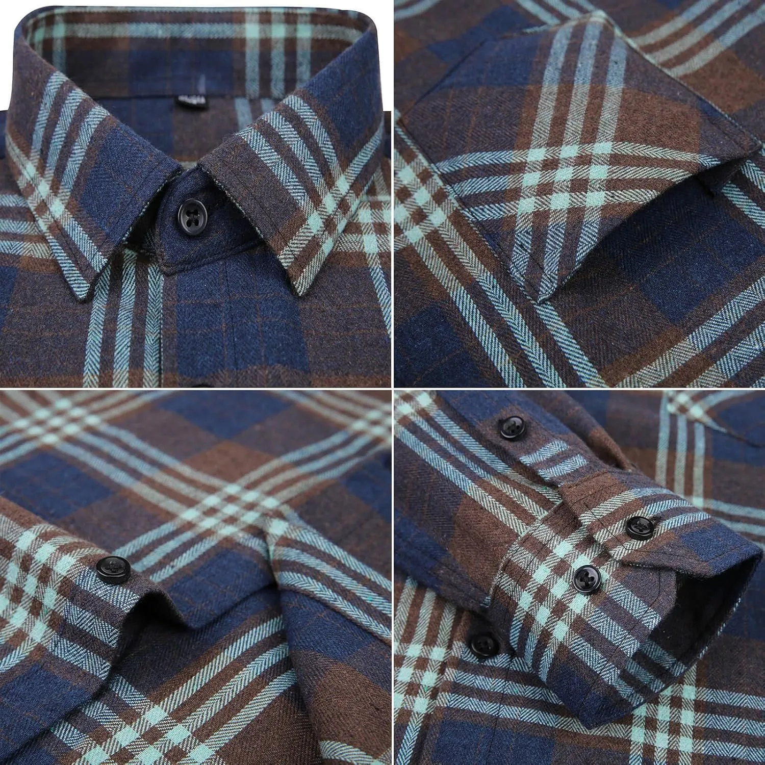 DOKKIA Men's Casual Dress Long Sleeve Buffalo Plaid Checkered Fitted Flannel Shirt
