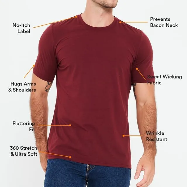 Essential T Shirts for Men - Performance Fabric, Wrinkle Resistant & Breathable