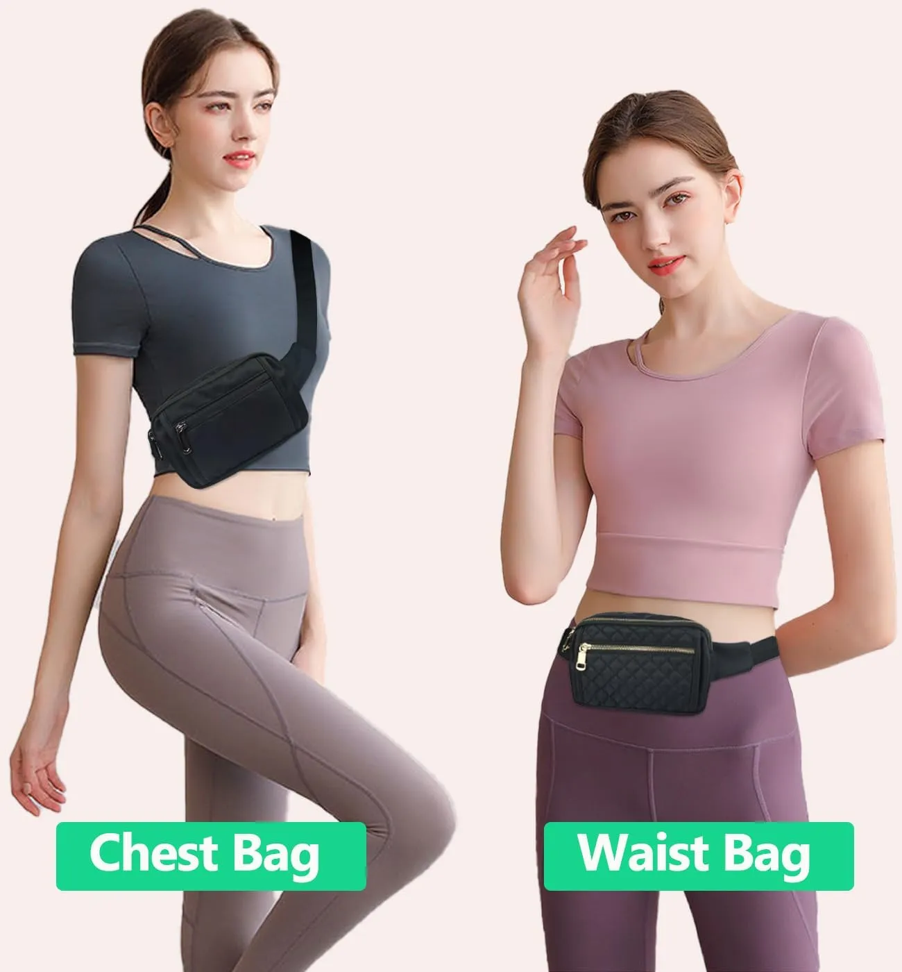 Fanny Packs for Women,Fashionable Crossbody Belt Bags Waist Pack for Teen Girls,Bum Hip Bag for Travel Hiking Cycling Running,Easy Carry Any Phone,Wallet (Black)