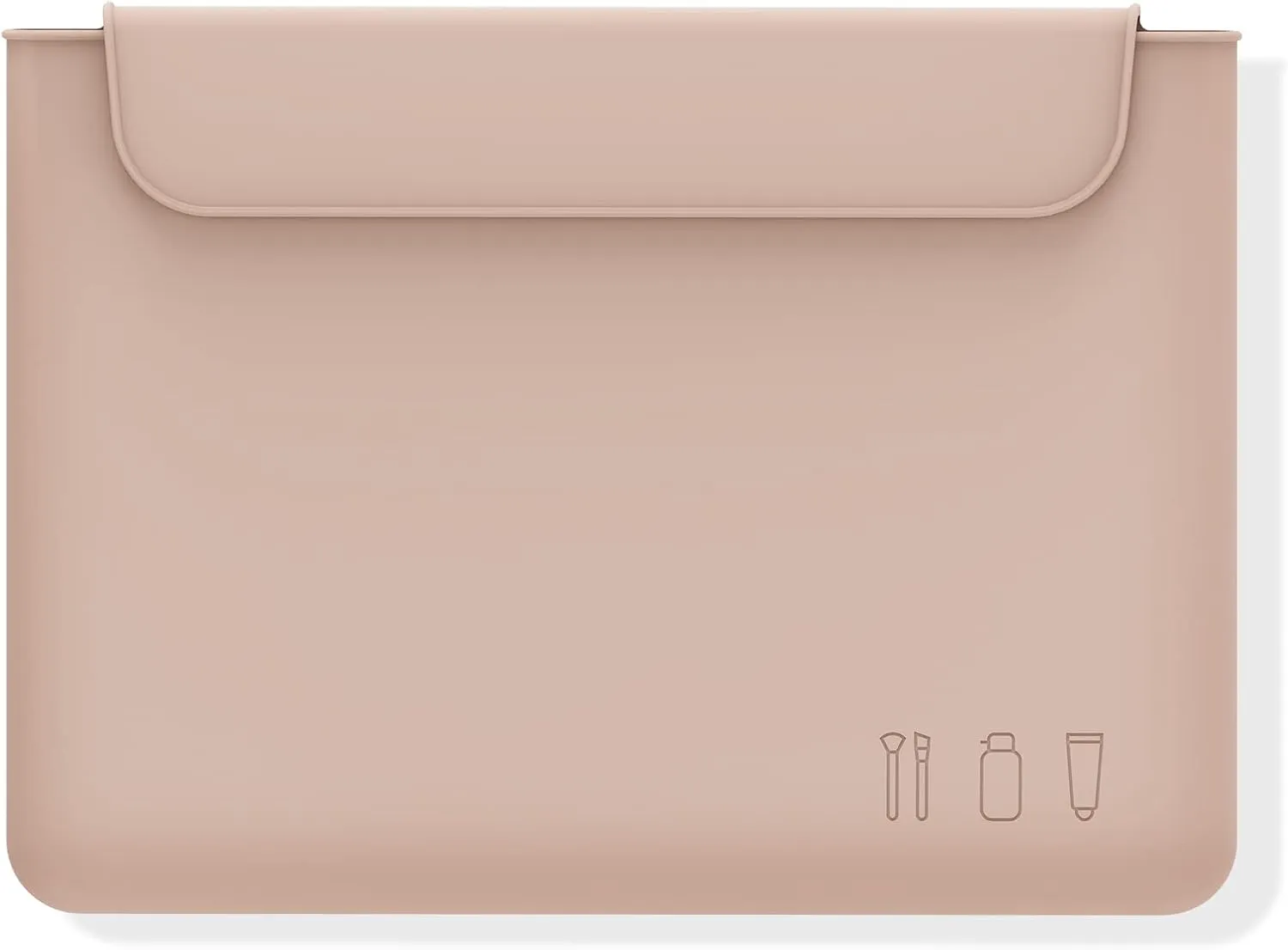 FERYES Silicone Makeup Bag, Premium Travel Toiletry Bag for Women, Easy Carry Cosmetic Bag for Makeup, Beauty Tools, and Brushes - Khaki