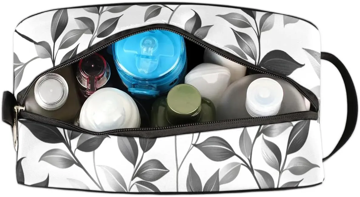 Floral Black Makeup Bag Travel Toiletry Bag for Woman, Girls Kids Toiletry Bag Cosmetic Waterproof Small Easy-carry