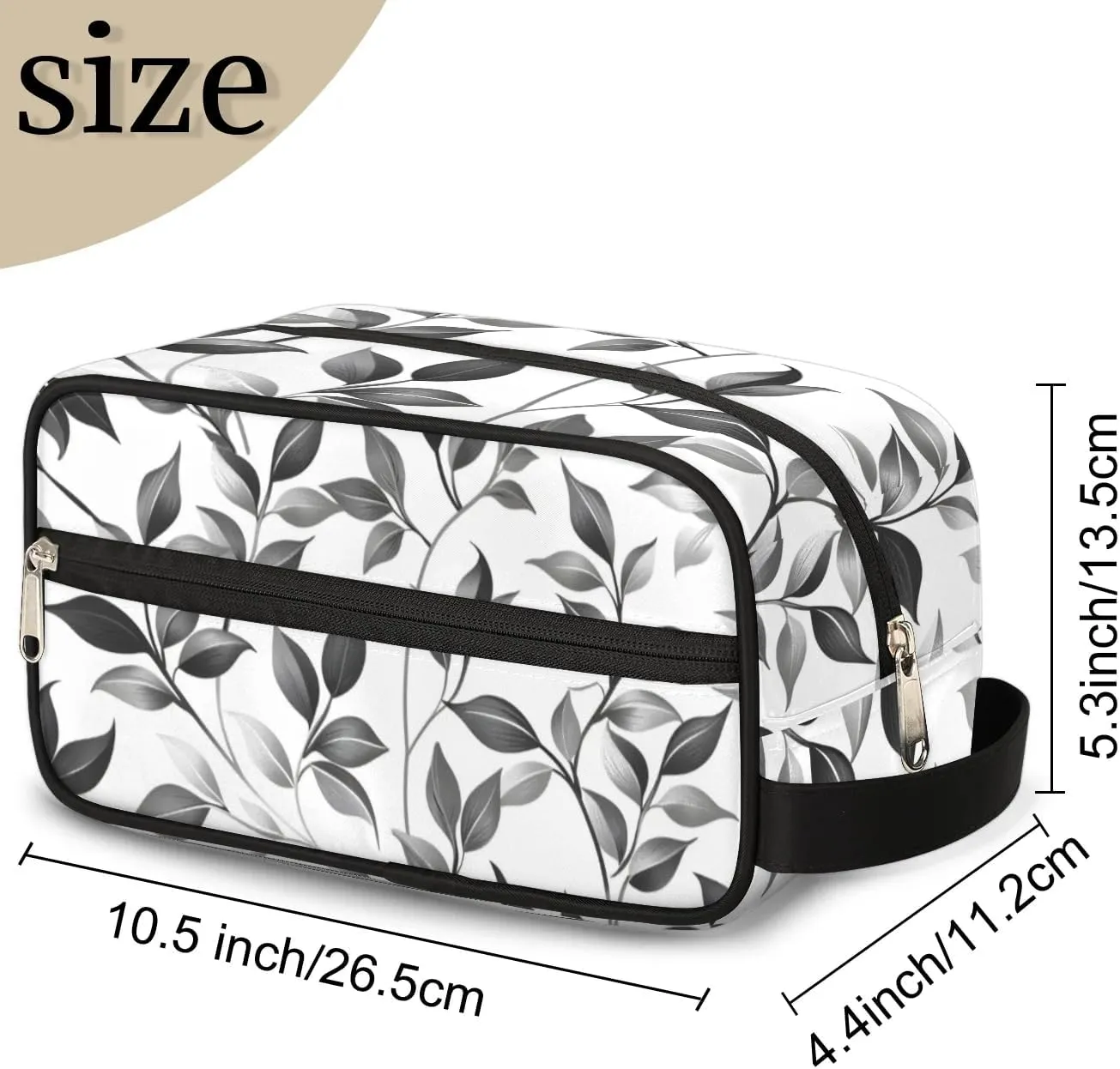 Floral Black Makeup Bag Travel Toiletry Bag for Woman, Girls Kids Toiletry Bag Cosmetic Waterproof Small Easy-carry