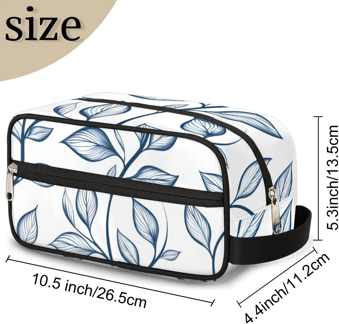 Floral Blue Makeup Bag Travel Toiletry Bag for Woman, Girls Kids Toiletry Bag Cosmetic Waterproof Small Easy-carry
