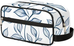 Floral Blue Makeup Bag Travel Toiletry Bag for Woman, Girls Kids Toiletry Bag Cosmetic Waterproof Small Easy-carry