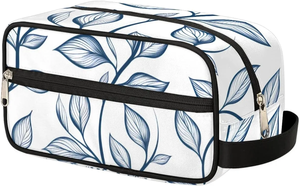 Floral Blue Makeup Bag Travel Toiletry Bag for Woman, Girls Kids Toiletry Bag Cosmetic Waterproof Small Easy-carry