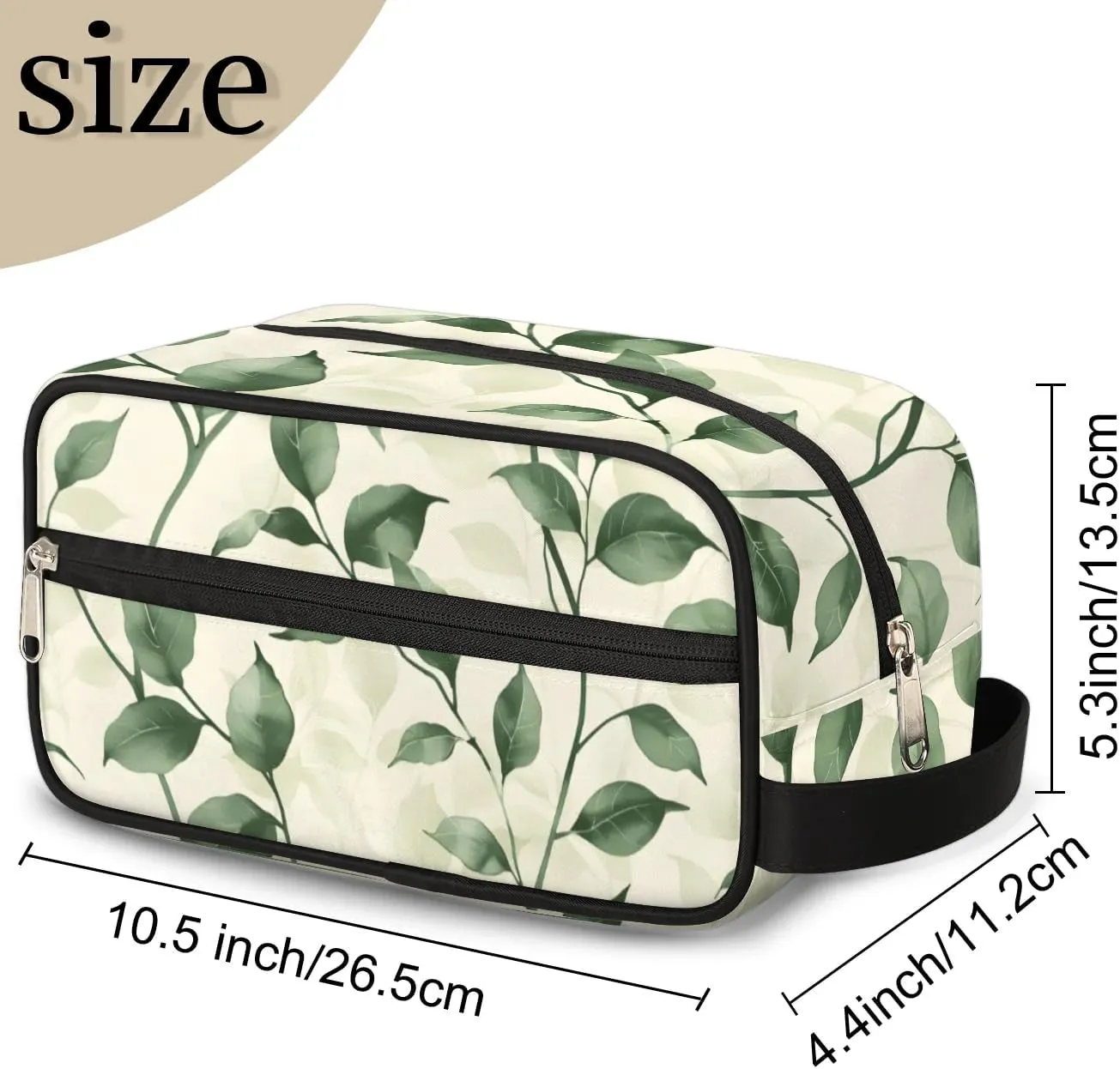 Floral Green Makeup Bag Travel Toiletry Bag for Woman, Girls Kids Toiletry Bag Cosmetic Waterproof Small Easy-carry