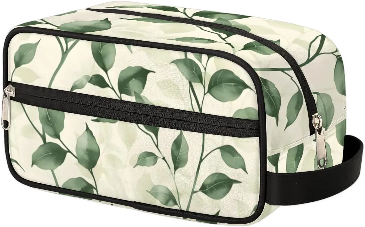 Floral Green Makeup Bag Travel Toiletry Bag for Woman, Girls Kids Toiletry Bag Cosmetic Waterproof Small Easy-carry