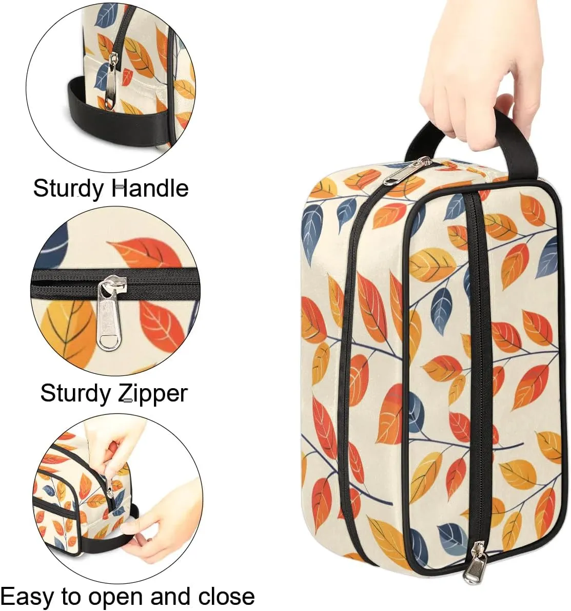 Floral Orange Makeup Bag Travel Toiletry Bag for Woman, Girls Kids Toiletry Bag Cosmetic Waterproof Small Easy-carry
