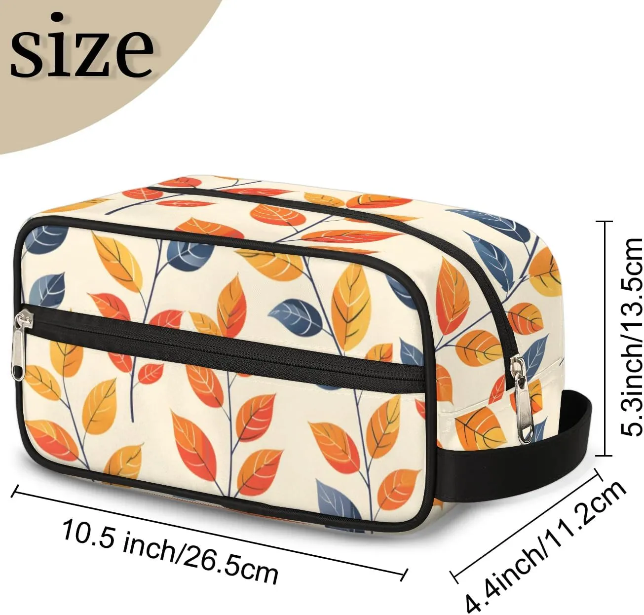 Floral Orange Makeup Bag Travel Toiletry Bag for Woman, Girls Kids Toiletry Bag Cosmetic Waterproof Small Easy-carry