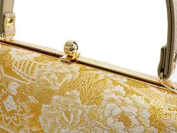 Formal Zori Sandals and Bag Set for TEA ceremony【Gold base with seasonal flowers / ONE-SIZE】