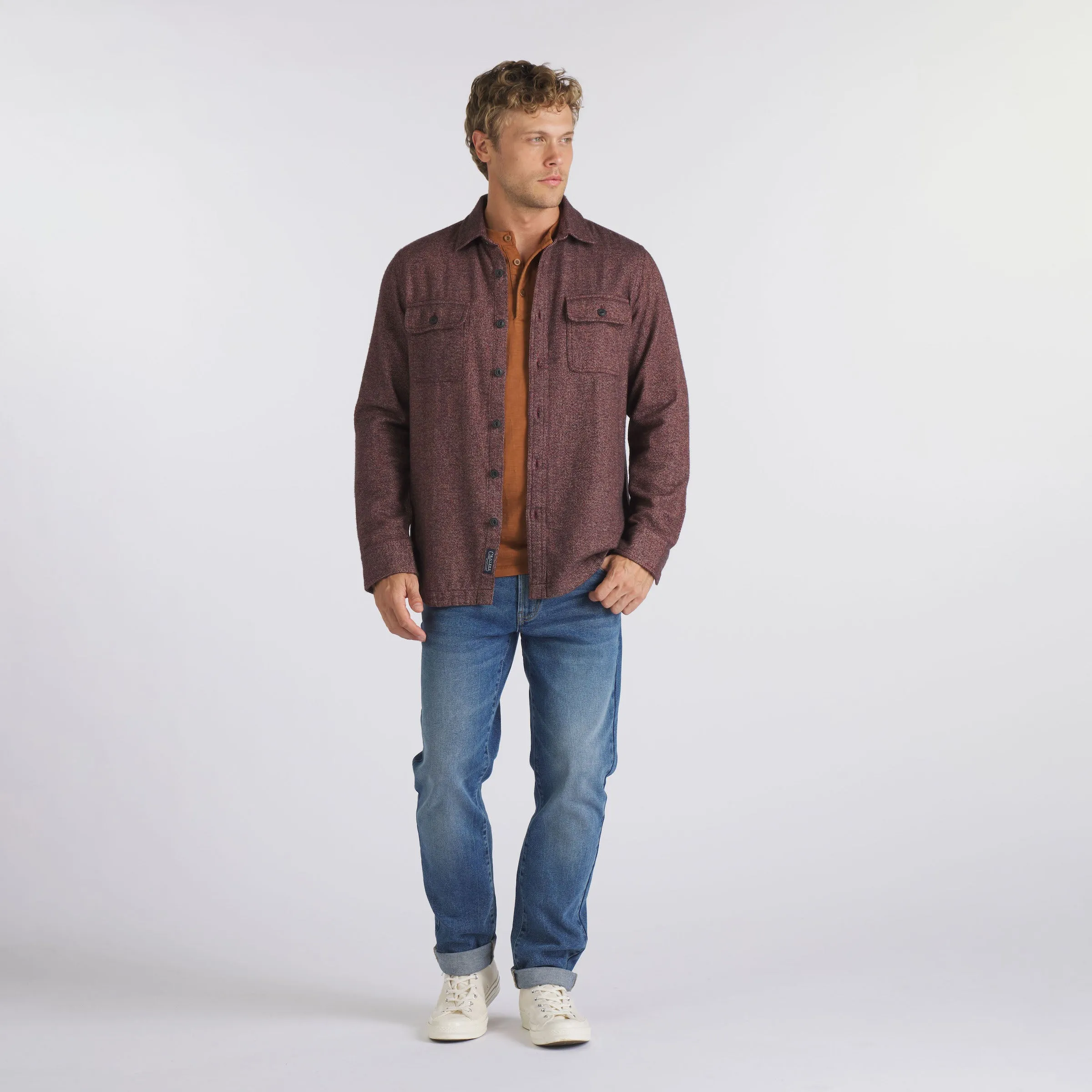 Forsythe Midweight Melange Shirt - Chocolate Truffle