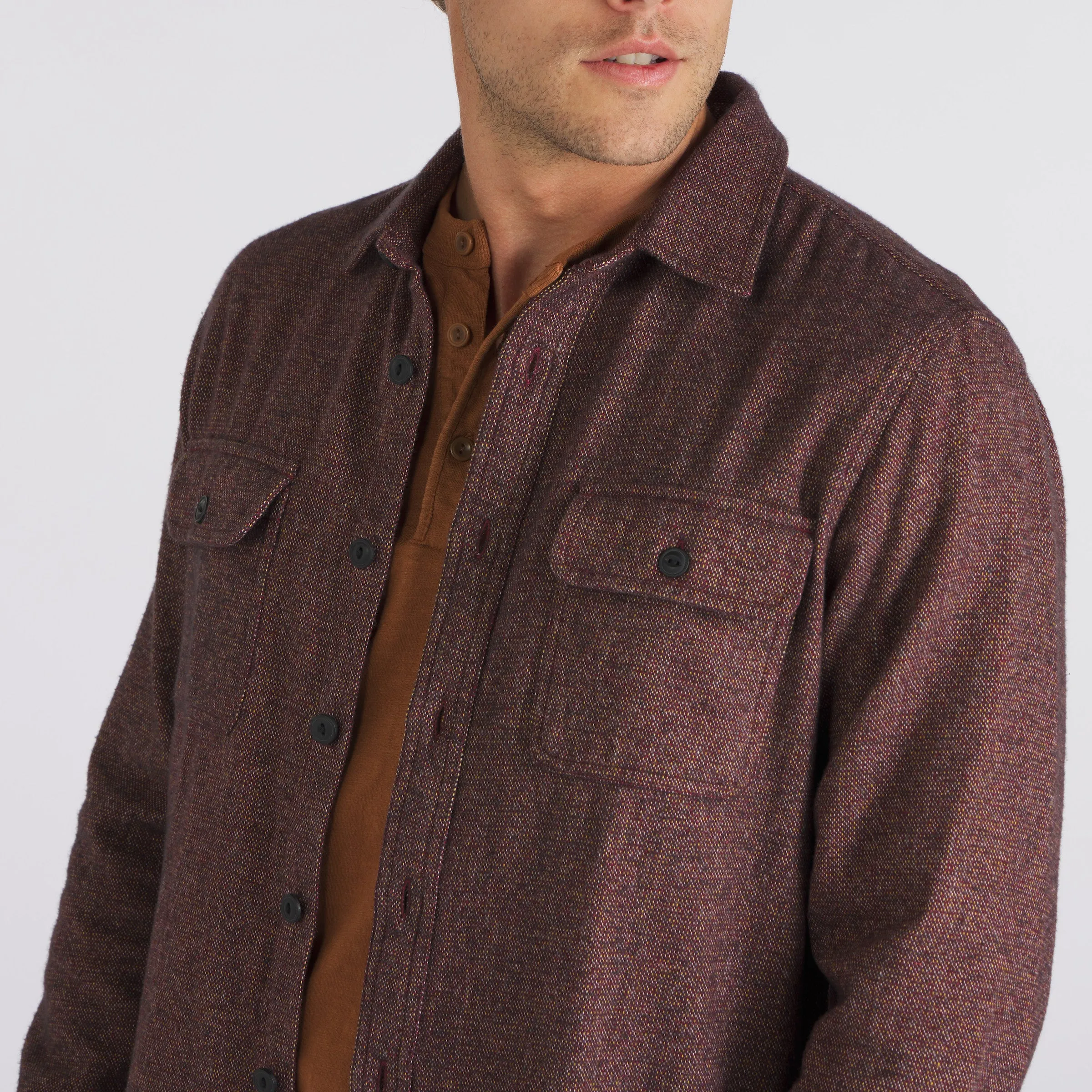 Forsythe Midweight Melange Shirt - Chocolate Truffle