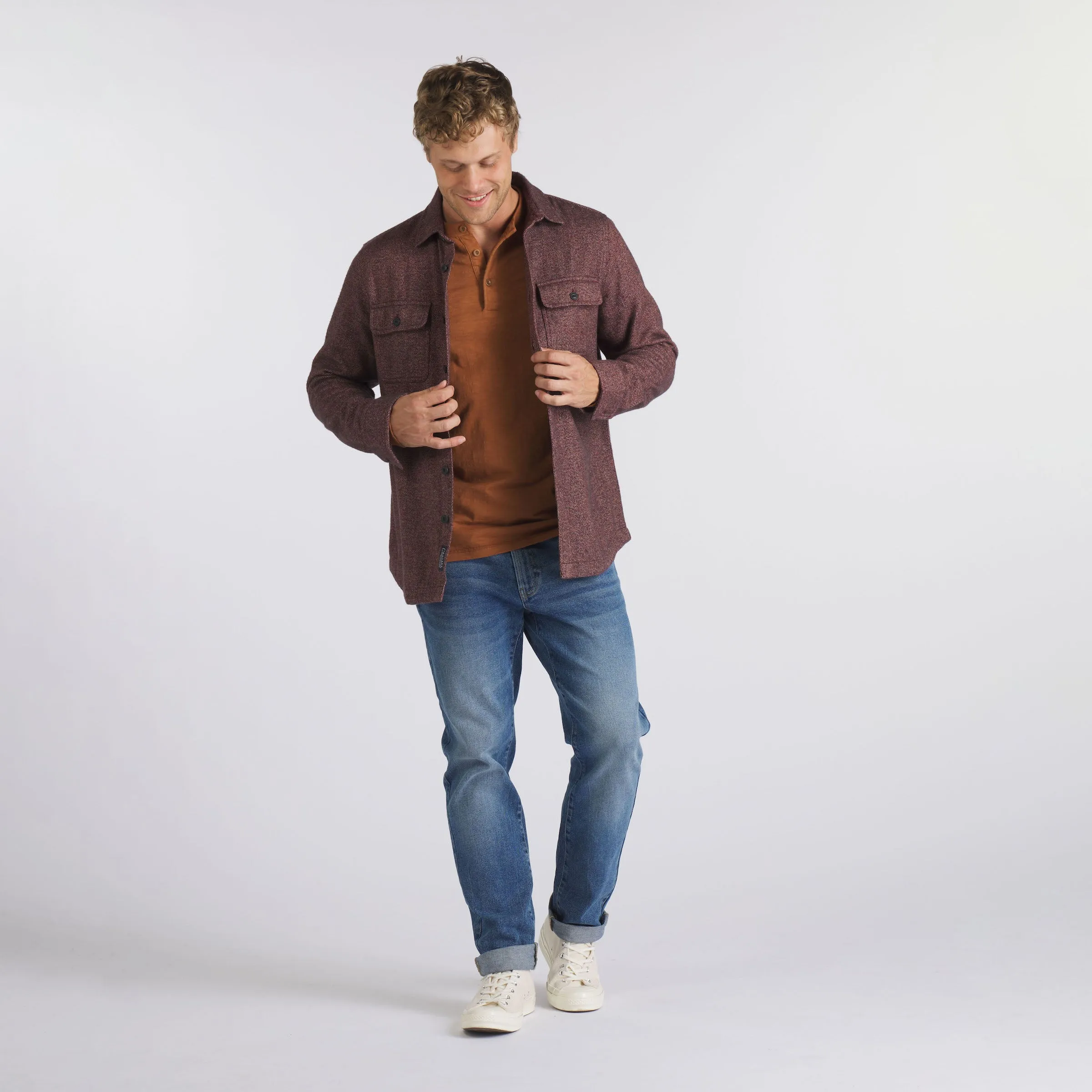 Forsythe Midweight Melange Shirt - Chocolate Truffle