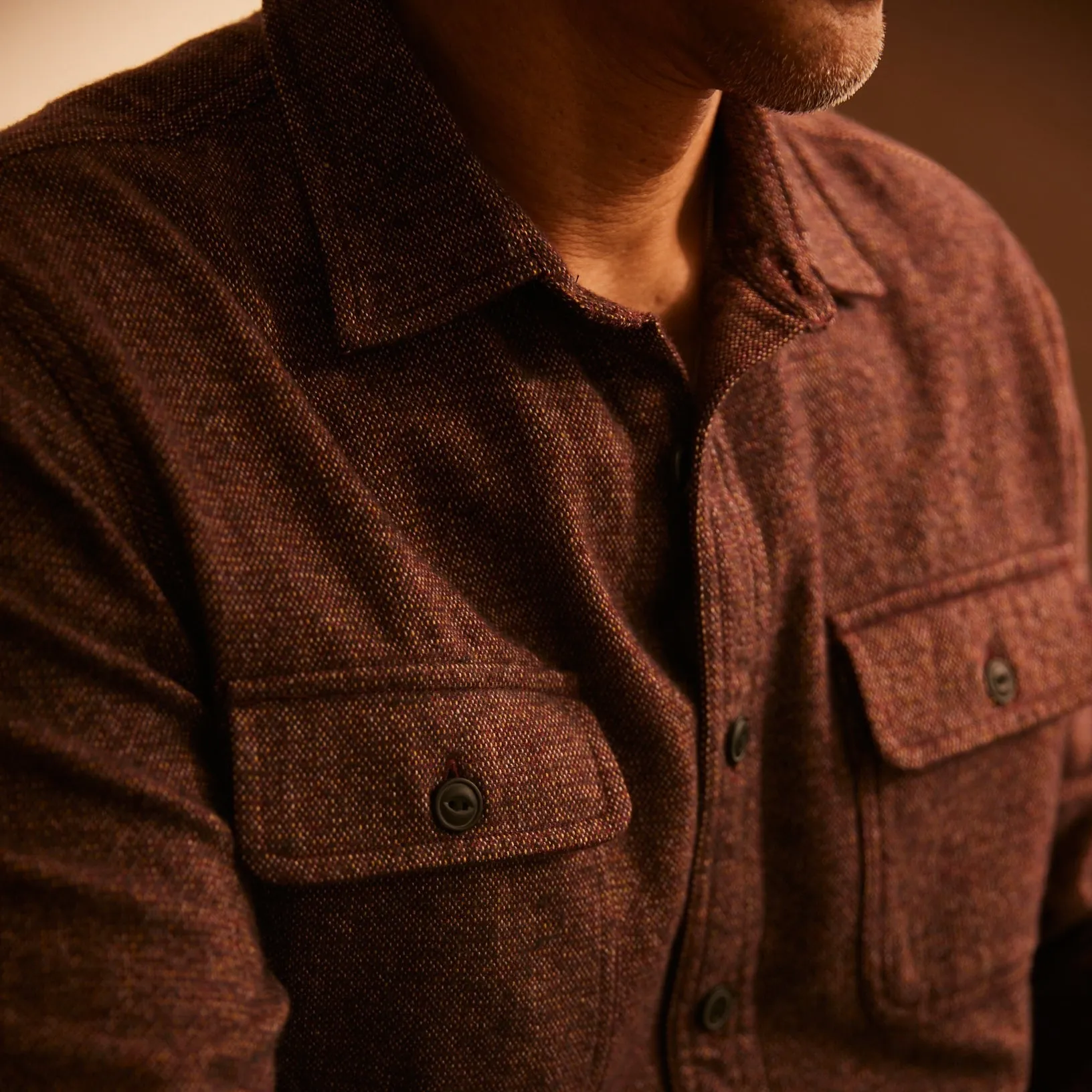 Forsythe Midweight Melange Shirt - Chocolate Truffle