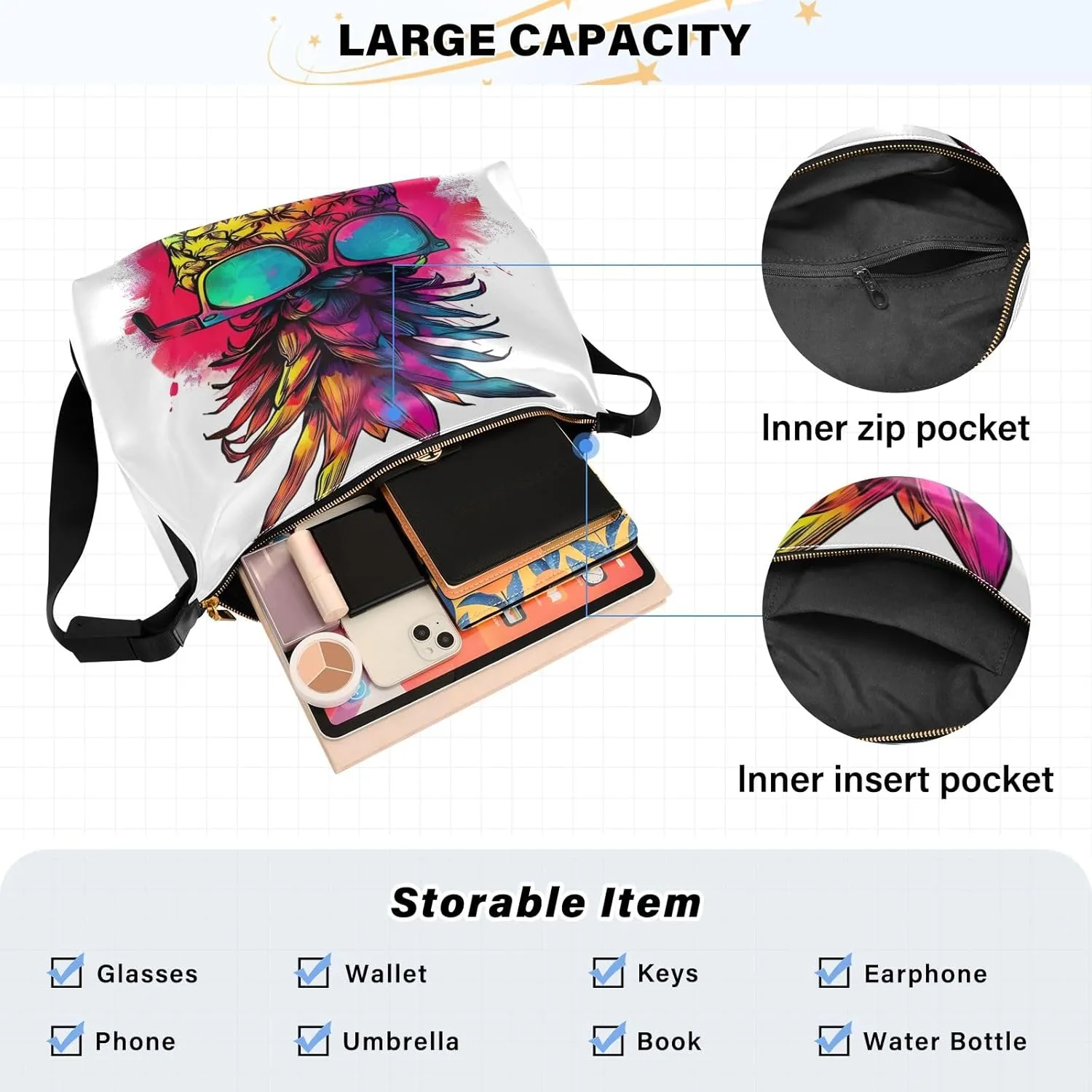 GAIGEO Raccoon Looks up at the Camera Adjustable Crossbody Bag, Vegan Leather Crossbody Bag, Travel Shoulder Bag for Men