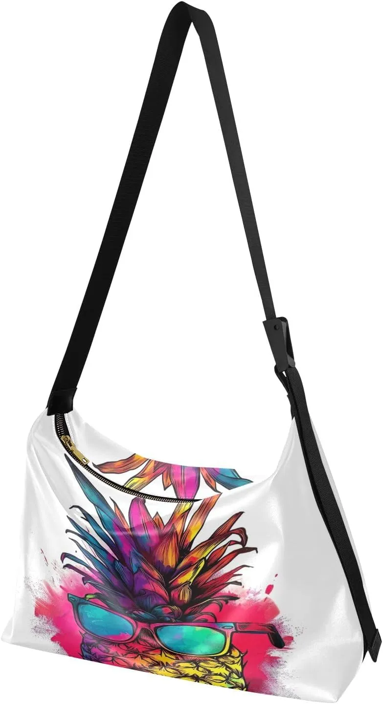 GAIGEO Raccoon Looks up at the Camera Adjustable Crossbody Bag, Vegan Leather Crossbody Bag, Travel Shoulder Bag for Men