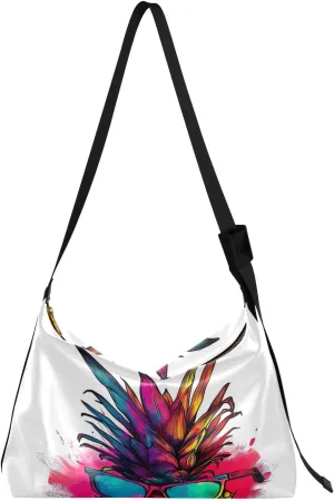 GAIGEO Raccoon Looks up at the Camera Adjustable Crossbody Bag, Vegan Leather Crossbody Bag, Travel Shoulder Bag for Men