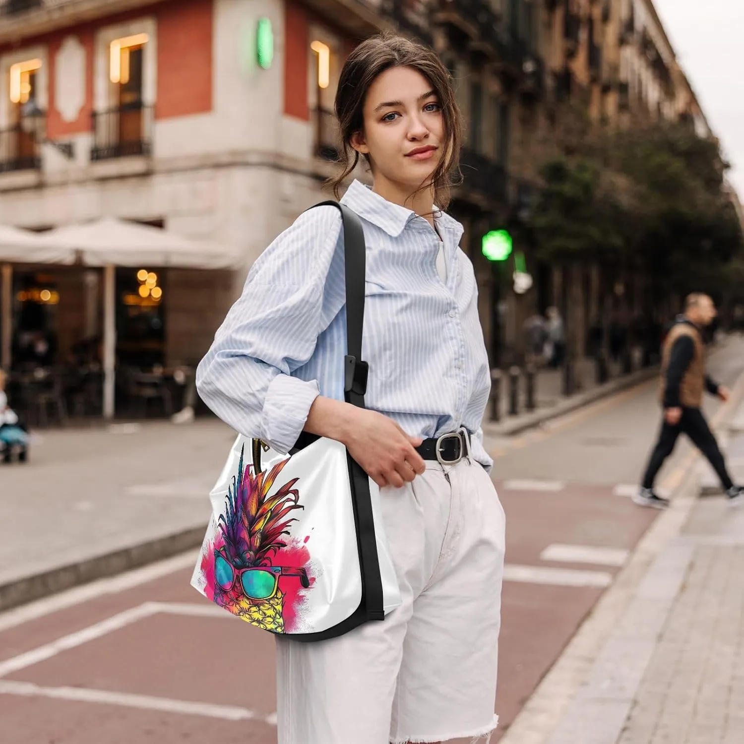 GAIGEO Raccoon Looks up at the Camera Adjustable Crossbody Bag, Vegan Leather Crossbody Bag, Travel Shoulder Bag for Men