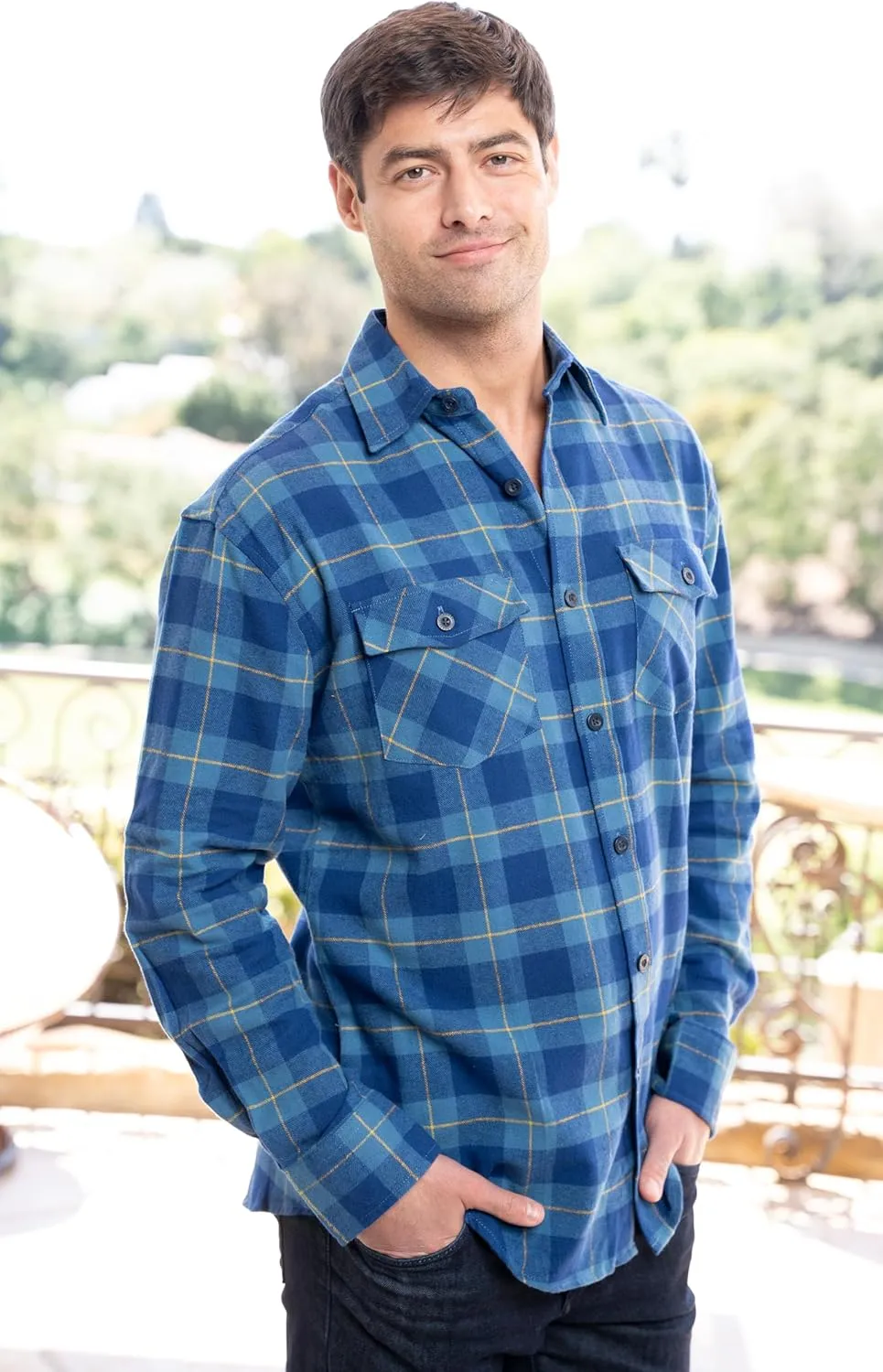 Gioberti Men's Plaid Checkered 100% Cotton Brushed Flannel Shirt