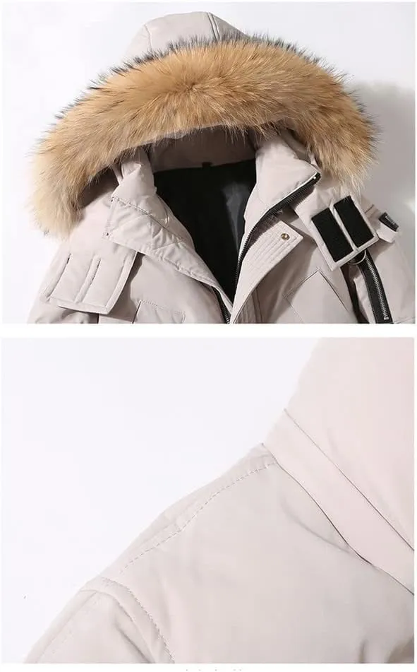 Haitpant Mens Down Jackets Fur Hooded Cotton Padded Coat Winter Warm Camo1 Parkas Long Thicken Outerwear