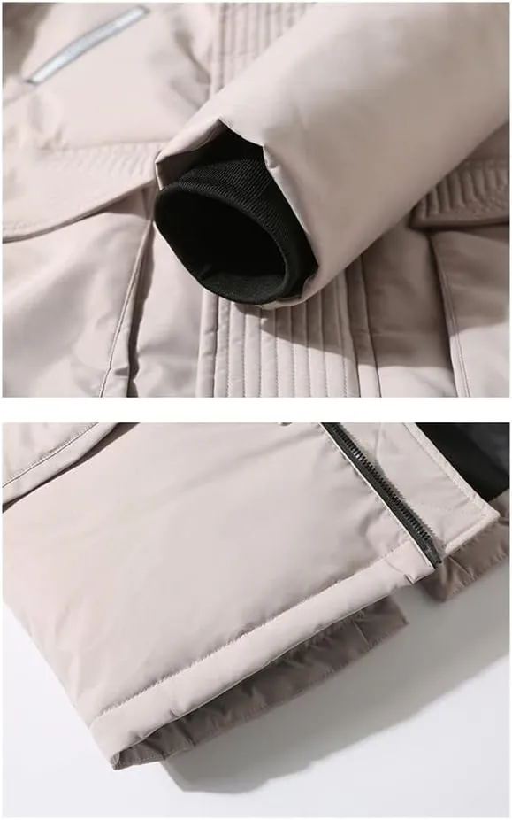 Haitpant Mens Down Jackets Fur Hooded Cotton Padded Coat Winter Warm Camo1 Parkas Long Thicken Outerwear