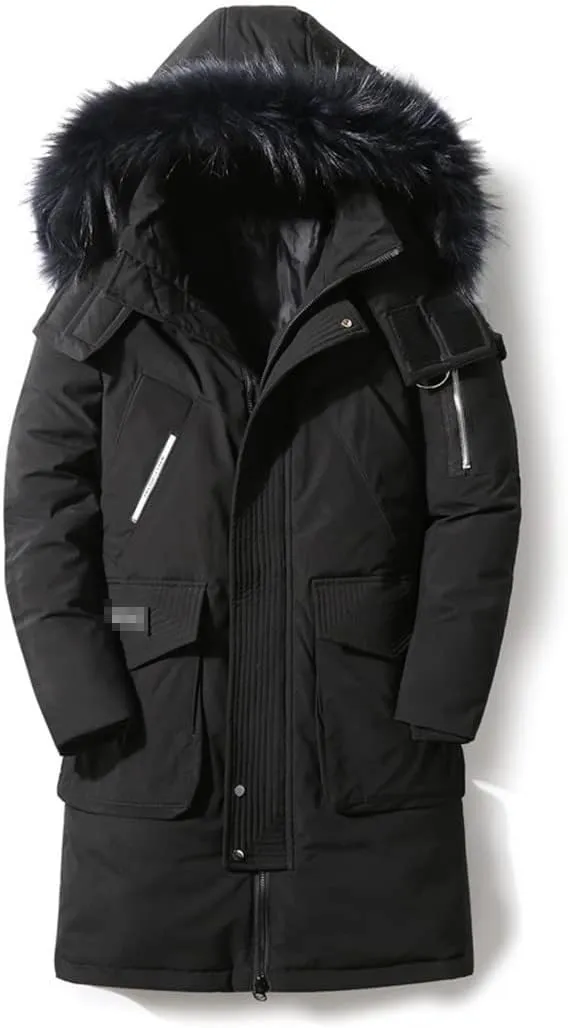 Haitpant Mens Down Jackets Fur Hooded Cotton Padded Coat Winter Warm Camo1 Parkas Long Thicken Outerwear