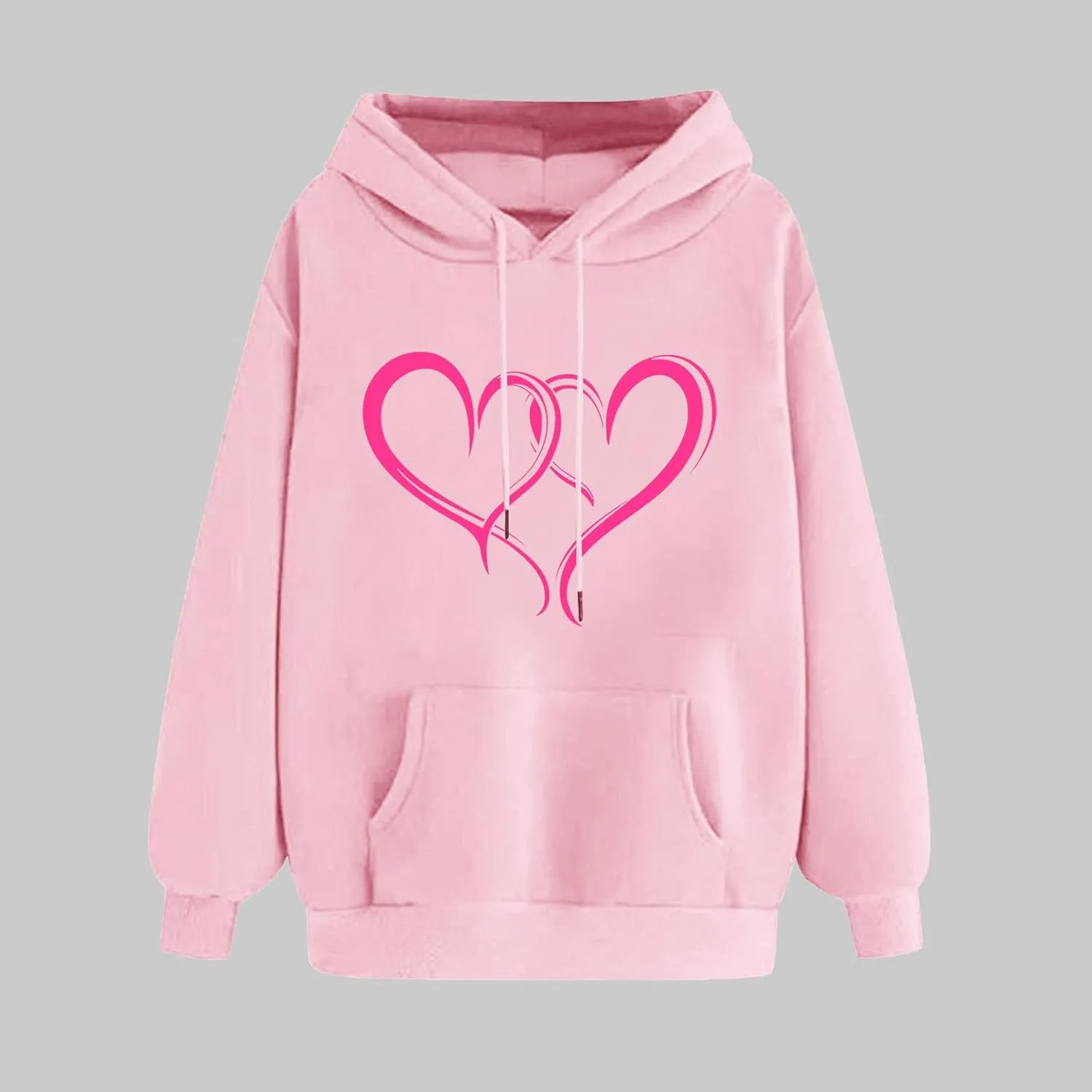 Heart Graphic Hoodies for Women Cute Long Sleeve Valentines Sweatshirts Trendy Comfy Hooded Pullover with Pockets